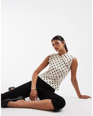 Pieces Asymmetrische Jersey Top Met Knopen - Wit