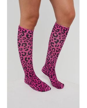 OOSC Hotel California Leopard Print Snowboard Sock - Pink