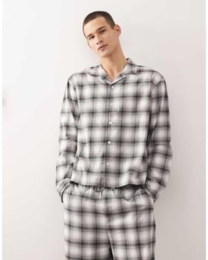 Weekday Co-ord Oversized Flannel Shirt Pyjamas - Grey
