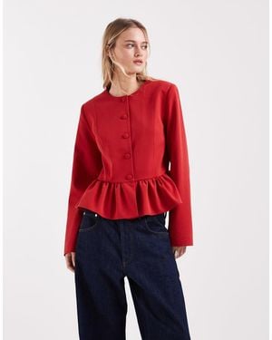 ASOS Button Down Peplum Blazer - Red