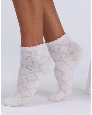 Boux Avenue 2 Pack Heart Midi Socks Soft Comfortable Textured Hosiery - White