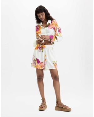 Desigual Short imprimé fleurs - Blanc
