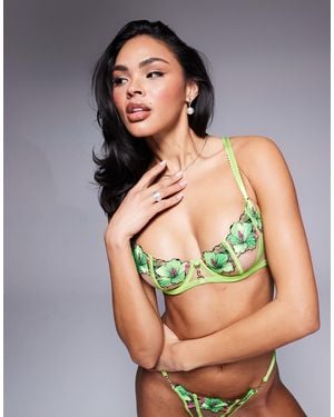 Ann Summers Caged Hibsicus Non Padded Balcony Bra - Green