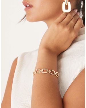 ASOS Cuff Bracelet With Squared-off Chain Design - Brown