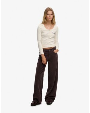 Superdry – weite hose aus grobem cord - Weiß