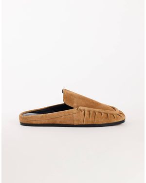 TOPSHOP Brianna Real Suede Ruched Mule - White