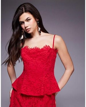 AFRM Ari Lace Scallop Trim Structu Cami Top Co-ord - Red