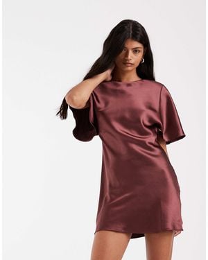 ASOS Satin Cape Back Detail Mini Dress - Red