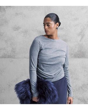 ASOS Asos Design Curve Soft Jersey Drape Long Sleeve Top - Grey