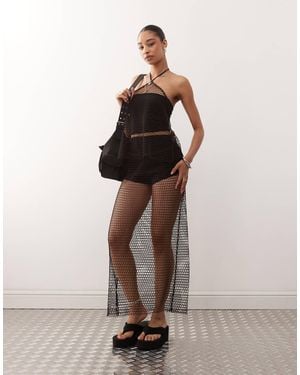 Monki – langer netzstoff-rock - Pink