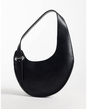 Calvin Klein Borsa A Spalla Asimmetrica Con Fibbia Nera - Nero