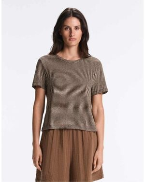 Oysho Striped Fitted T-Shirt With Cotton And Modal - Brown