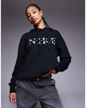 Nike Gym Life Swoosh Graphic Oversized Hoodie - Blue