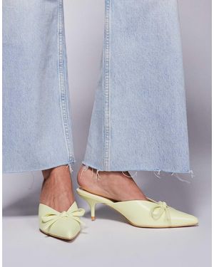 Public Desire Lionheart Pointed Kitten Heel Mules With Bow - Gray