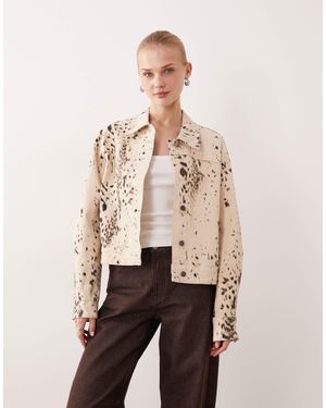 Vila Print Denim Jacket - Natural