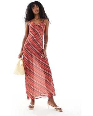 ASOS Chiffon Cowl Neck Maxi Slip Dress - Red