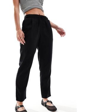 Vero Moda Linen Blend Tapered Trousers - Black