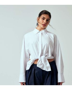 ASOS Curve Oversized Tie Front Shirt - White