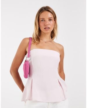 ASOS Linen Bandeau Top Co Ord - White