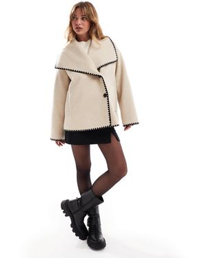 4th & Reckless Veste à revers oversize et coutures contrastantes - camel - Blanc