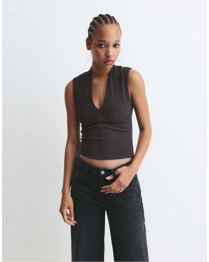 Pull&Bear Crepe Top - Black
