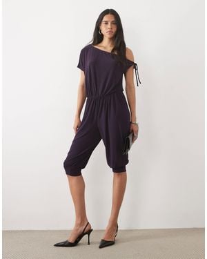 Miss Selfridge Off Shoulder Capri Jumpsuit - Blue