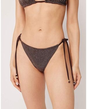 Calzedonia Glitter Tie-Side Bikini Bottoms - Natural
