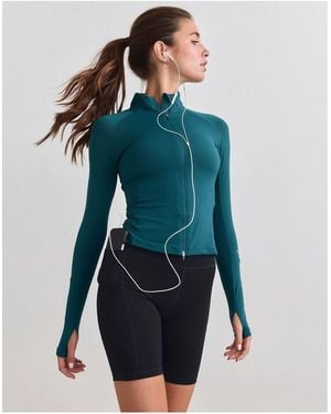 Aim'n Lagoon Top Da Corsa Con Zip E Maniche Lunghe - Blu