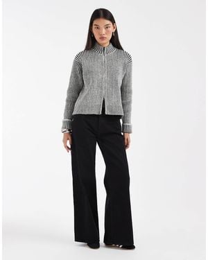 Rains 31020 Sapa Zip Through Funnel Neck Knitted Cardigan - Grey