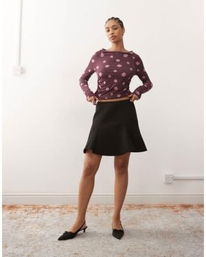 Monki Structured Hem Mini Skirt - Black