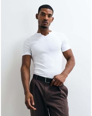 ASOS Muscle Fit T-shirt With Notch Neck - White