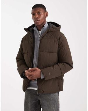 Jack & Jones Hooded Puffer Jacket - Brown