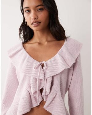 Miss Selfridge Embellished Frill Cardigan With Sequin Detail - Purple