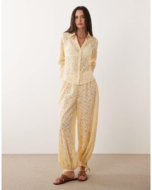Miss Selfridge Lace Balloon Pants - Natural