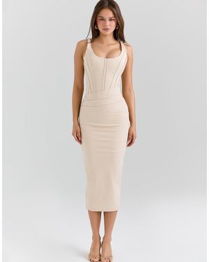 House Of Cb Samya Almond Corset Midi Dress - White