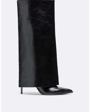 Stradivarius Fold Over Knee Boots - Black