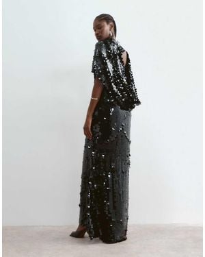 ARRANGE Open Cowl Back Minimal Maxi Dress - Black