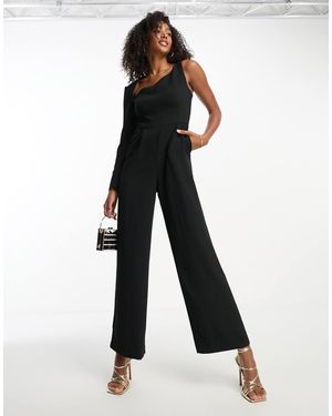 Forever New One Sleeve Cut-out Jumpsuit - Black