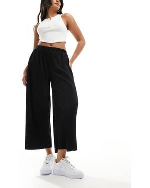 ASOS Plisse Wide Trouser Culottes - Black