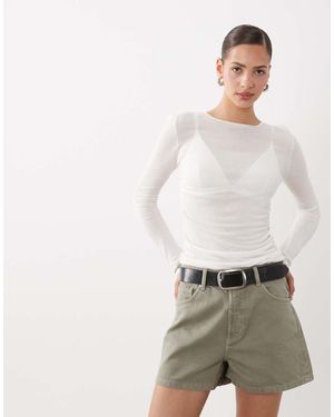 ASOS High Waist Denim Shorts - Grey
