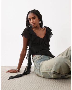 Motel Riksa Draped Floaty Top - Black