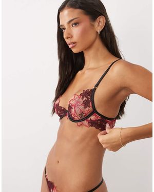 Bluebella Sujetador Con Aros Bordado De Flores En-Rojo