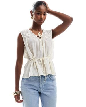 Object Tie Front Ruched Top - Blue