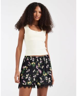 ASOS Mesh Shorts With Lace Trim - White