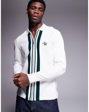 Alma de Ace Stripe Detail Knitted Logo Jacket - Grey