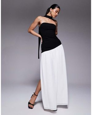 Aria Cove Bandeau Scarf Detail Asymmetric Contrast Skirt Maxi Dress - Multicolour