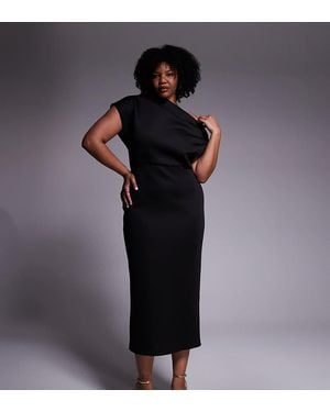 ASOS Asos Design Curve Dramatic Neckline Midi Dress - Black