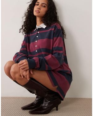 GOOD AMERICAN Cotton Rugby Polo Mini Dress - Brown