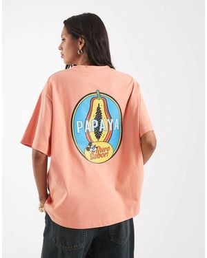 ASOS Disney Oversized T-shirt With Mickey Mouse Papaya Fruit Print - Pink