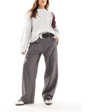 Pull&Bear Pinstripe Cargo Trouser - Gray